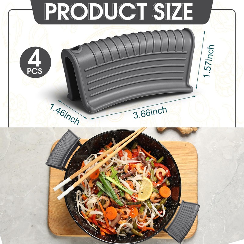 Patelai 4 Pcs Silicone Assist Hot Pan Handle Holder Pot