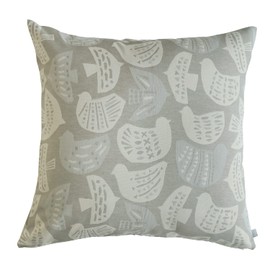 Quarter Report Jacquard Woven Cushion Cover J Lintu Gray Approx. 23.6 x 23.6 inches (60 x 60 cm), Birds Pattern, Zipper Type [Made in Japan]