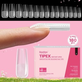 Beetles Tipex Instant Apex Nail Extension Tips Kit Almond/Coffin/Square/Oval/Stiletto/Squaoval Shape Thick Acrylic Nail Flat Nails Manicure Gel press ons Nail Art DIY Nails Art mothersdaygift:_Long Square 16Sizes 192Pcs(Only Tips)