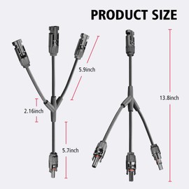 Solar Y Branch Connectors 1 to 3 Solar Panel Parallel Connectors Solar Y Cable Male Female Splitter Wire Plug Tool Kit for Solar Panel Connect(M/FFF+F/MMM) 1 Pair