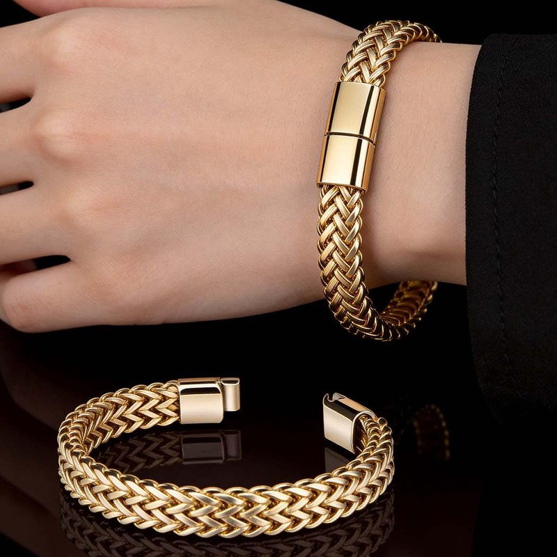 Sinalty Stainless Steel Cuban Link Bracelet Gold Silver Curb Chains