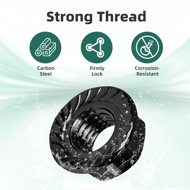 EASTPUK M6 Serrated Flange Nuts, 50Pcs M6-1.0 Grade 10.9 Carbon