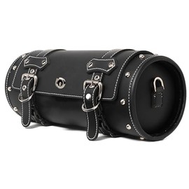 Motorcycle PVC Faux Leather Tool Bag | Universal Fork Bag | Handlebar | Tool | Motorcycle Roll | Saddle Bags | Handlebar Bag | Sissy Bar Storage Tool Bag | Black Belt