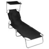 Sunlounger Black Powder-Coated Aluminum Standard Foldable, Sunloungers, 47770