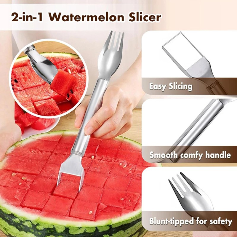 Unbranded 2PCS Stainless Steel Watermelon Fruit Cutter Slicer + Baller