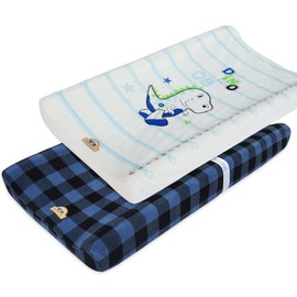 Super Soft and Stretchy Changing Pad Cover 2pk by BlueSnail (navy+dinosaur)