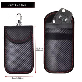 2 UR DOOR Faraday Key Fob Protector Pouch - Compact Carbon Fiber Signal Blocking Bag for Car Keys and Wallets, RFID Blocking Anti-Theft Remote Entry Protection (Pack of 1)