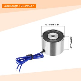 sourcing map Round Solenoid Electromagnet DC 12V 180N 44LB/20Kg Electric Magnet Electric Lifting Magnet for Automation Equipment