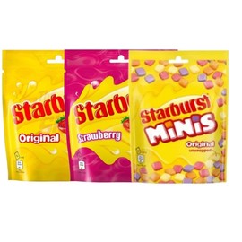Starburst Original Fruits, Strawberry, Mini Fruits Pouch, Pack of 3, 137g