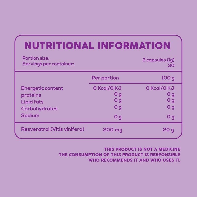Resveratrol 500 mg 60 Cápsulas