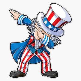 HOF Trading 4Th of July for Kids Dabbing Uncle Sam Boys Men Gifts Vinyl Sticker Waterproof Decal Laptop Wall Window Bumper Sticker 5"