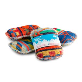 Kilo Non-Scratch Washing Up Mini Scrubby Sponge/Scouring Pad, Double Sided Eco-Friendly Cotton Mini Cleaning Cloth (Set of 4)