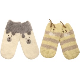 Atino Baby 2 Pack Fun Animal Socks with Grippers Bee & Bear 3-5.5