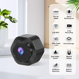WiFi Indoor Security Camera,Nanny Camera, Full HD 1080P Mini Wireless Cameras for Baby,Pets, AI Motion Detection Alerts, Auto Night Vision, Real Time Record Surveillance Cam for Home (Flower)