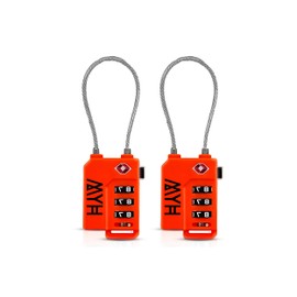 MYH Luggage Padlocks (2X Orange, Combination Lock)