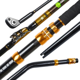 TRHUNTER Offshore Trolling Rod Saltwater Big Game Boat Fishing Rod Heavy Duty Roller Rod (6'6'' - 120-200lbs - Bent Butt)