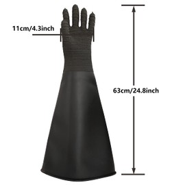HOLDWIN Heavy Duty Sandblasting Gloves 24.8" Rubber Gloves for Sandblaster Protective Safety Work Black Striped Glove