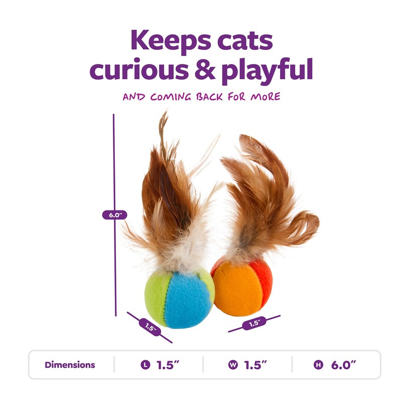 SmartyKat Flutter Balls Catnip Plush and Feather Cat Toys, Erratic