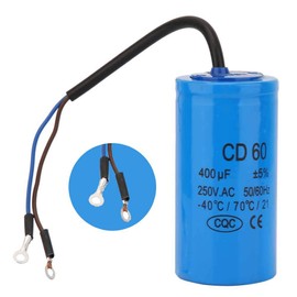 CD60 Capacitor 250VAC 400uf, Metallized Polypropylene Film Engine Start Capacitor, for 50Hz/60Hz Washing Machine, Air Conditioning