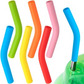 Isslly 6PCS Silicone Straw Tips, Multicolor Reusable Food Grade Straw Covers, Silicone Straw Elbows Tips for 5/16in/8mm Stainless Steel Straws, Metal Straws