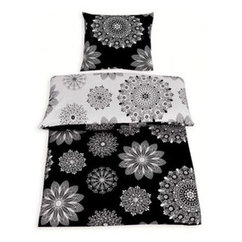 Protex 2-Piece Reversible Bed Linen Cotton Renforce Black White 135 x 200 cm with Zip