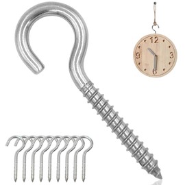 Lubgitsr M6 Screw-in Hooks, Large Heavy Duty Hooks, Nickel Plating Eyebolts for Garden, Wood, Wall, Size: 90mm (3.54") Pack of 10pcs