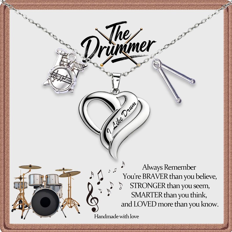 SODLYUE Drummer Drumstick Pendant Necklace, Drumstick Jewelry for Drummers &