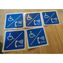 VINTAGE 90s  HANDICAP/PHONE WITH LINES ON THE STICKER SIGN 6.5"X 6.75 NOS