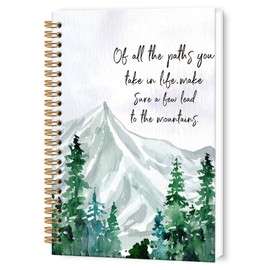 TWRVI Inspirational Mountain Spiral Notebook, Nature Lover Gifts College Ruled Notebook Journal for School Office Supplies, Woodland Adventure Journaling Notebooks 5.5"x8.3" 164 Pages