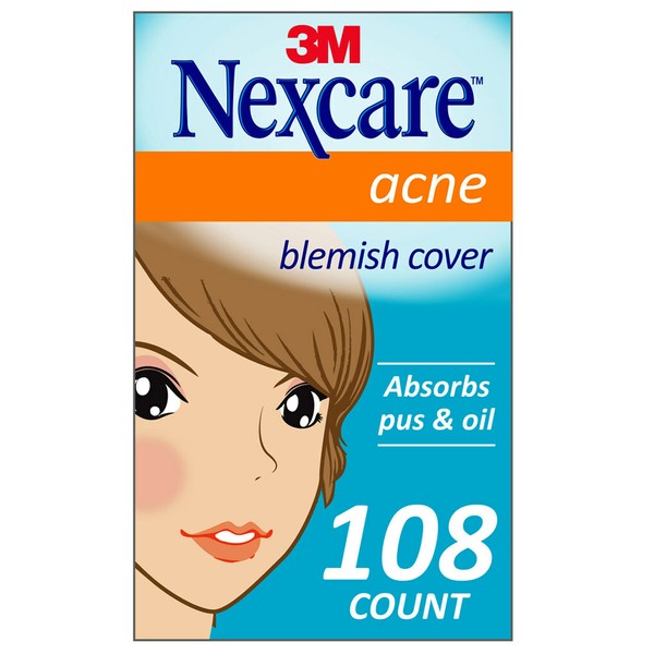 Nexcare Acne Cover, Skin Cover Absorbs Pus and Oil From Clogged Pores, Suitable Skincare for Most Skin Types - 108 Acne Covers