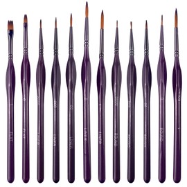 Chiluxendo 12 Pieces Fine Brushes, Miniature Brush, Brush Set Fine, Model Building Detail Brush, Miniature Brush, Fine Detail Brush Set, Detail Brush Set for Watercolour Miniatures, Line Drawing