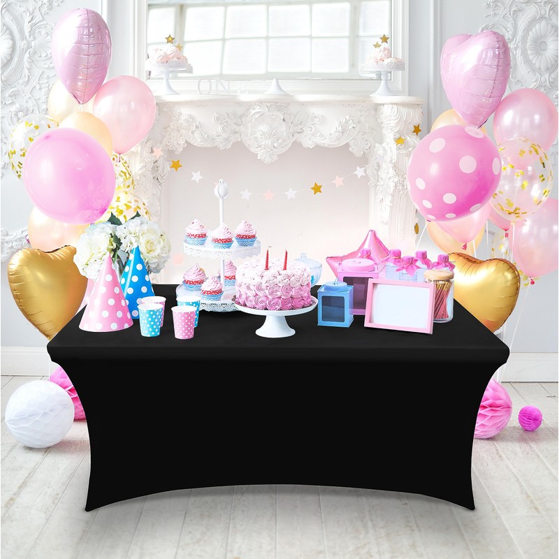 Utopia Kitchen Spandex Tablecloth 1 Pack [6FT, Black] Tight, Fitted,