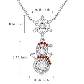 Fenthring Christmas Snowman Necklace for Women Snowman Snowflake Necklace Sterling Silver Cz Crystal Xmas Pendant Necklaces Holiday Christmas Jewelry Gifts