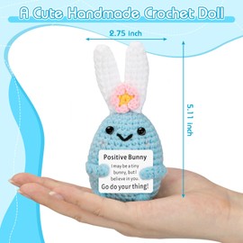 SHTALHST Positive Bunny,Positive Crochet Animals for Women,Emotional Support Crochet Animal for Girlfriend Sisters Friends