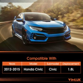 VIMLUK 54882 Exhaust 409 Stainless Steel Exhaust Muffler Compatible for 2012-2015 Honda Civic Gasket and Spring Bolt Kit Included(VK-HC09)