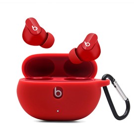 Claiol Silicone Case for Beats Studio Buds 2021/2023, Premium Shockproof Silicone New Beats Studio Buds Case Cover with Keychain. (Red)