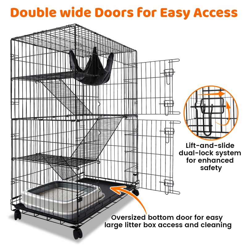 Homey Pet 50 Inch Cat Cages Indoor, Large 4-Tier Cat