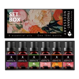 OZYBIR Aroma Oil Set of 6 Types, 100% Natural Essential Oils, Essential Oils, 100% Natural, Lavender, Rose, Jasmine, Cherry Blossom, Sweet Orange, Peach 4.3 fl oz (10 ml) x 6 Bottles