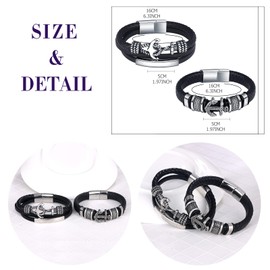 Feilok 2 PCS Braided Leather Bracelets for Men Women Wrap Bracelet Rope Wristbands Bracelets