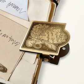 ANATTASOUL Brass Binder Clip Vintage Love Letter and Rose Paper Clamp for Journals, Heavy Duty Metal Book Clip for Notebooks, Bookmarks Page Holder