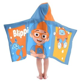 Jay Franco Blippi Bath Pool Beach Hooded Towel - Super Soft & Absorbent Kids Blue Cotton Towel