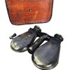 Double Lance Binoculars/Monocular Solid Antique Brass Telescope With Leather Case