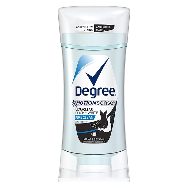 Degree Womens Motion Sense Ultra Clear Black Plus White Invisible Solid Antiperspirant, Pure Celan, 2.6 Oz