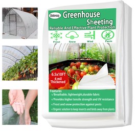 Xstronq 6.5FTx10FT Greenhouse Plastic Sheeting, 6 Mil Thick Clear Polyethylene Film, Waterproof Wind Frost Dust UV Resistant Green House Plastic Covering for Outdoor Plant, Garden, (6.5ft x 10ft)