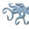 Rustic Dark Blue Whitewashed Cast Iron Octopus Hook 11 Inch