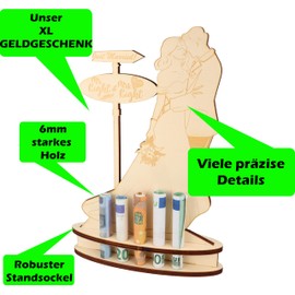 WORTGEFECHTE XL Wooden Money Gift for Wedding Gift Idea Bride and Groom Gift Voucher Packaging Funny Gift Money Gift for Women and Men (Wedding)