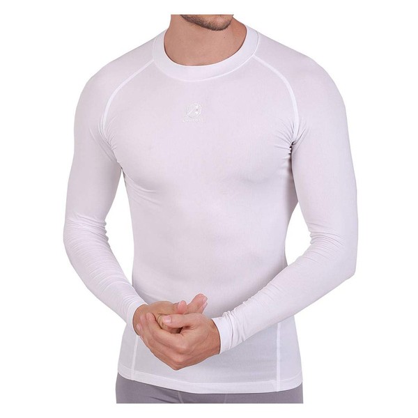 Armedes AR141 Men's Long Sleeve Inner Wear, Compression Wear, Round Low Neck, For Sports, Gym, Jogging, Running, Soccer, Golf, All Season, wht, 2XL