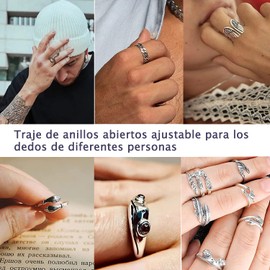 Juego De 20 Anillos Abiertos Vintage, Joyería Retro Punk Gótica, Anillos Abiertos Ajustables Para Hombres Y Mujeres
