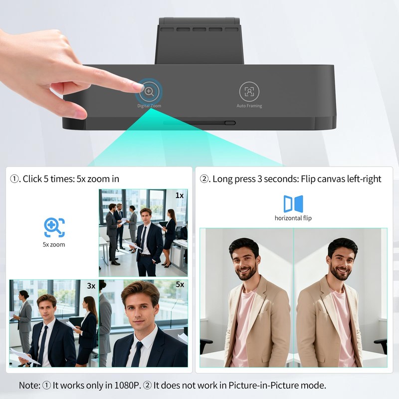 4K Webcam for PC, 8MP USB Webcam with Dual Noise-reducing
