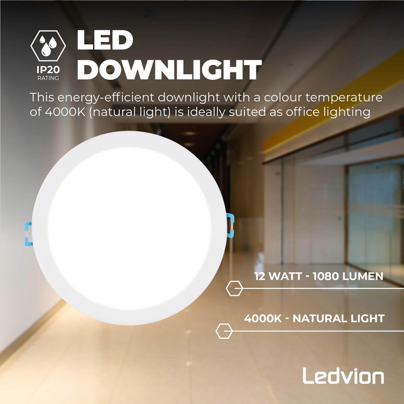Ledvion - LED Recessed Spotlight, White, Diameter 140 mm (12